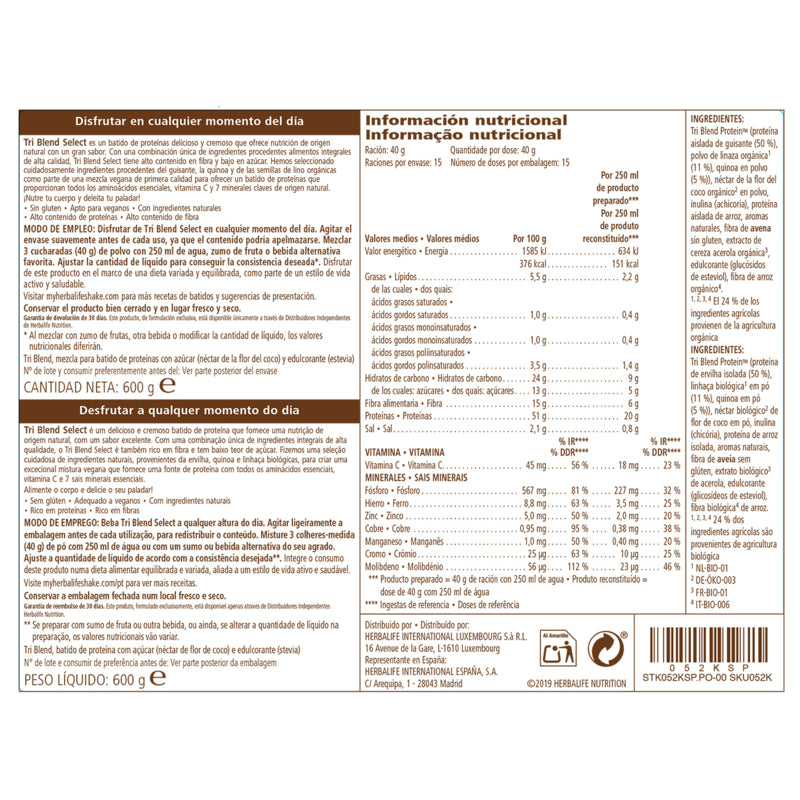 Tri Blend Select - Mistura para Batido de Proteína Café Caramelo 600 g