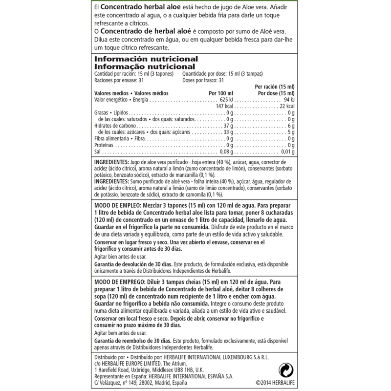 Concentrado de Herbal Aloé Original 473 ml