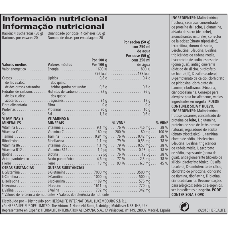 Rebuild Endurance Herbalife24® Baunilha 1000 g