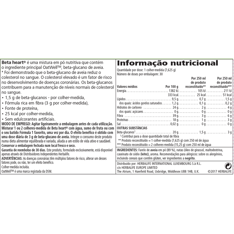 Beta Heart® Baunilha 229 g