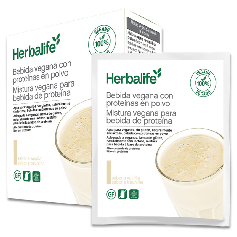 Mistura Vegana para Bebida de Proteína Saquetas Baunilha Conjunto de 7 Saquetas